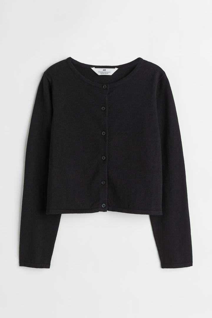 H & M - Knit Cotton Cardigan - Black