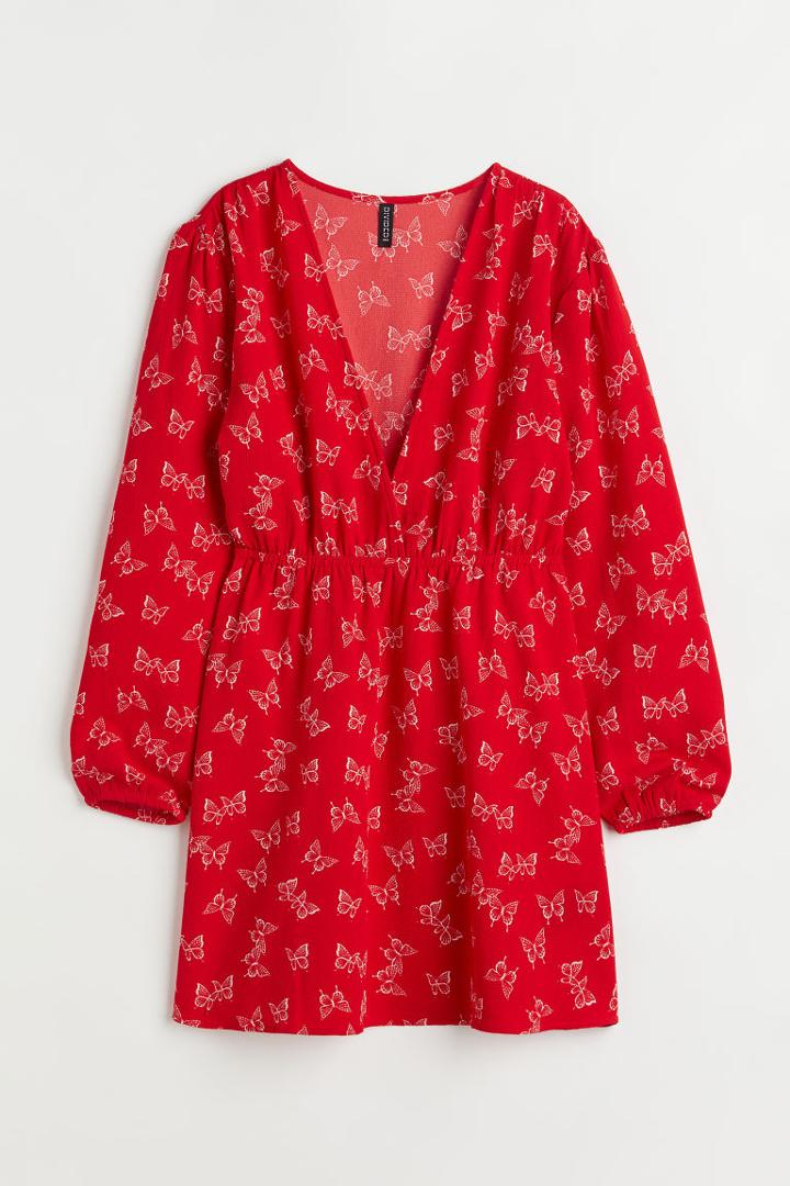 H & M - Crped Dress - Red