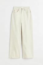 H & M - Loose Straight High Jeans - Beige