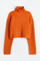 H & M - Ribbed Mock Turtleneck Sweater - Orange