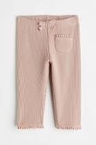 H & M - Waffled Jersey Leggings - Pink
