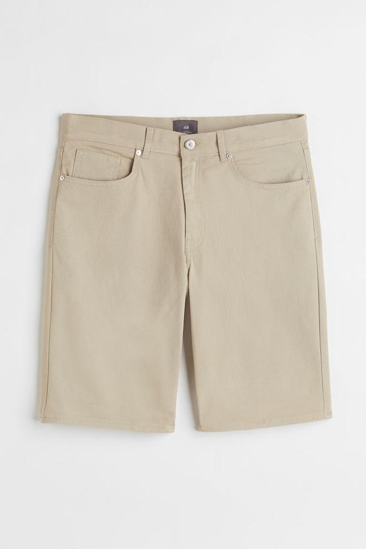 H & M - Slim Fit Cotton Twill Shorts - Brown