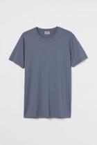 H & M - Slim Fit Premium Cotton T-shirt - Blue