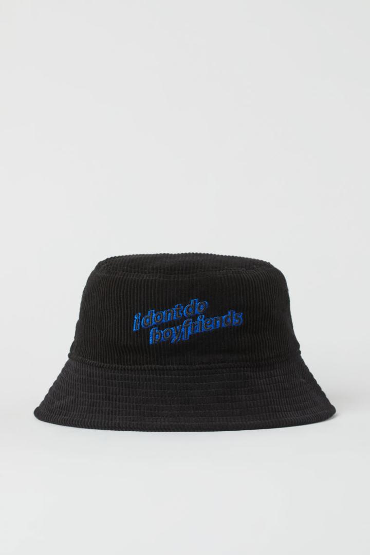 H & M - Corduroy Bucket Hat - Black