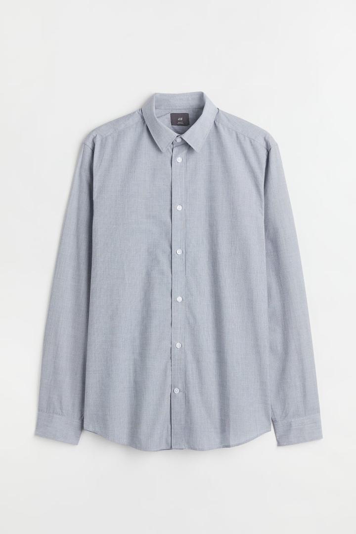 H & M - Slim Fit Easy-iron Shirt - Gray