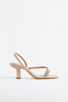H & M - Rhinestone-decorated Sandals - Beige