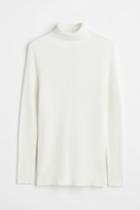 H & M - Muscle Fit Turtleneck Sweater - White