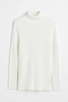 H & M - Muscle Fit Turtleneck Sweater - White