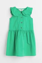 H & M - Collared Cotton Dress - Green