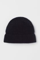 H & M - Rib-knit Cashmere Hat - Blue