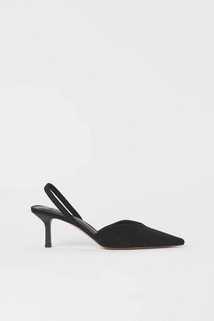 H & M - Faux Suede Slingbacks - Black