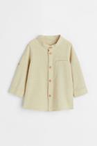 H & M - Band-collar Shirt - Yellow
