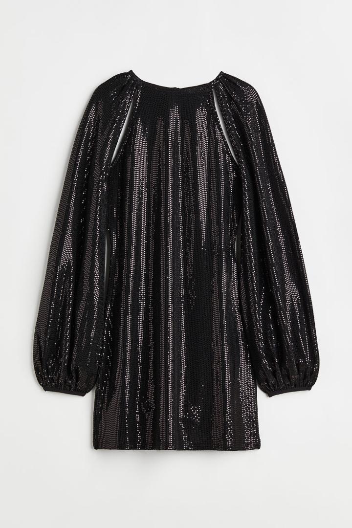 H & M - Cut-out Sequined Dress - Black
