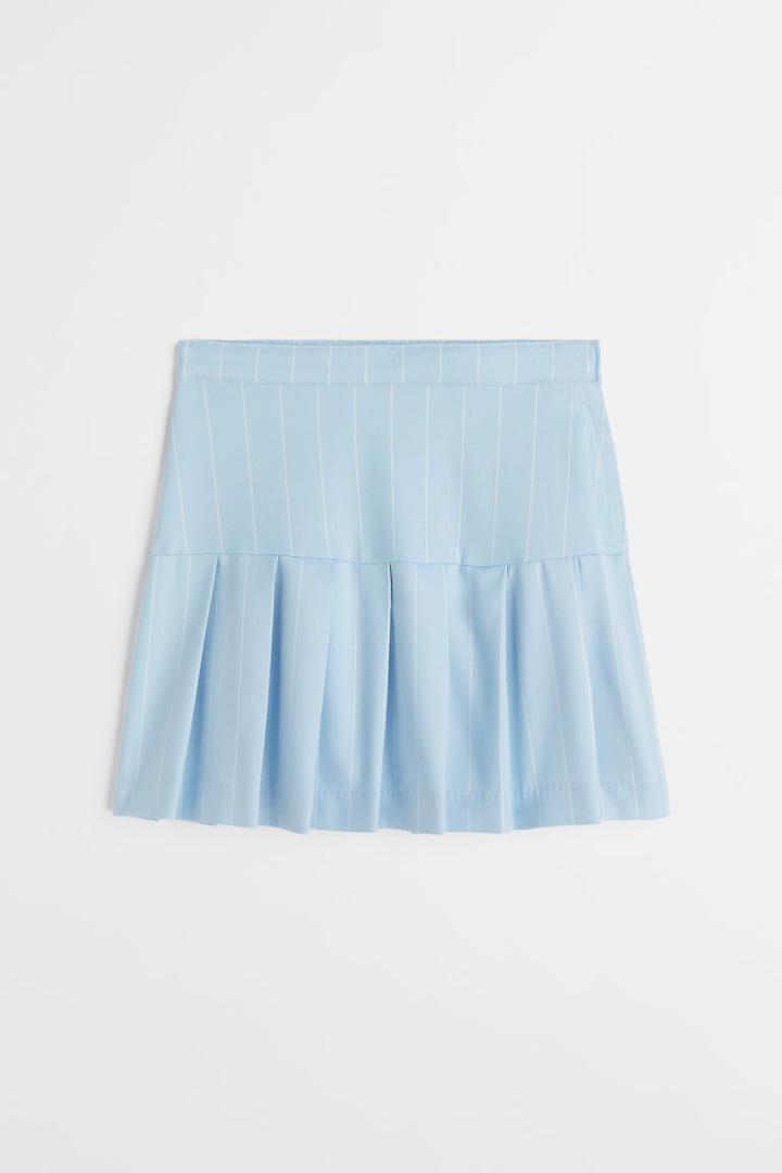 H & M - Pleated Twill Skirt - Blue