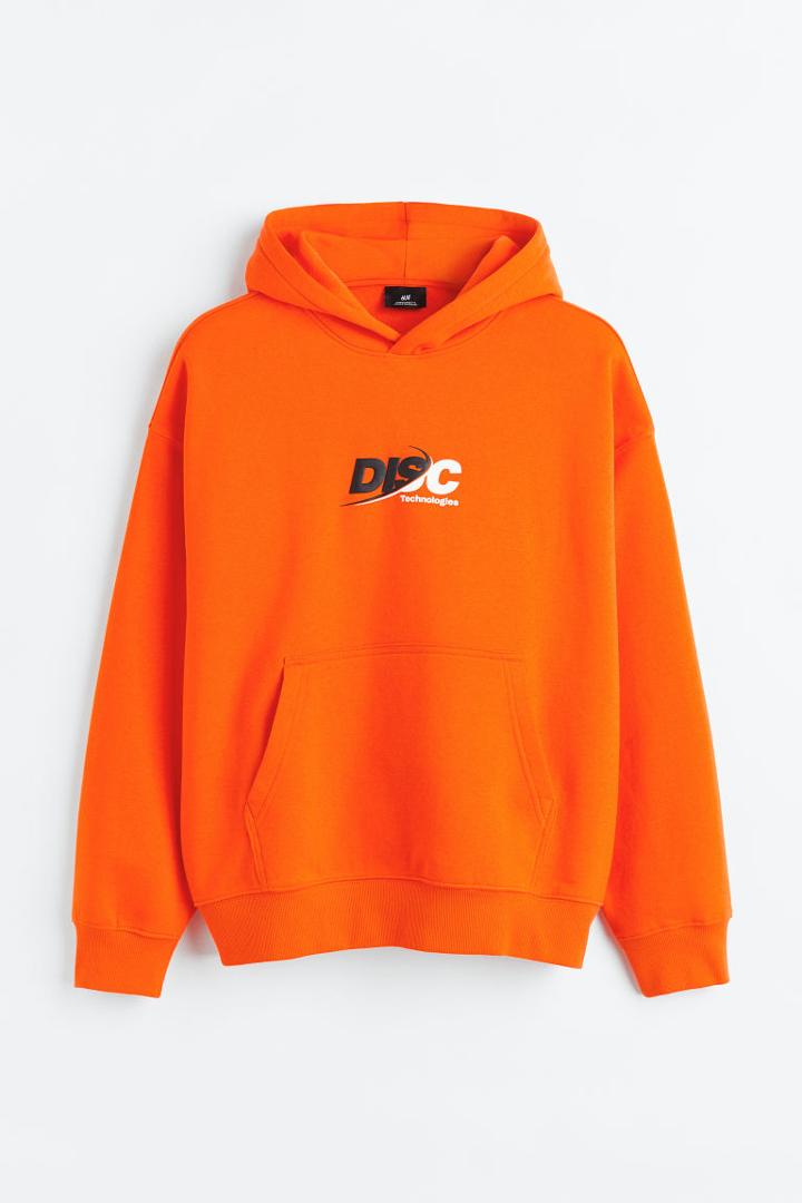 H & M - Oversized Fit Hoodie - Orange