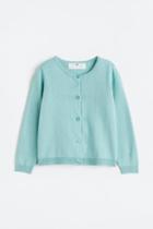H & M - Fine-knit Cotton Cardigan - Turquoise