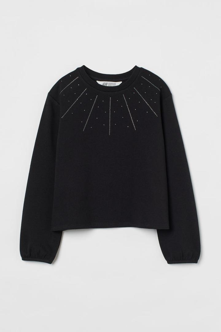 H & M - Appliqud Sweatshirt - Black