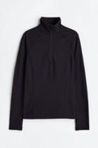 H & M - Half-zip Fitted Top - Black