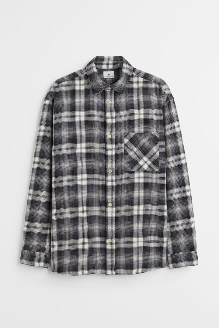 H & M - Relaxed Fit Twill Shirt - Gray
