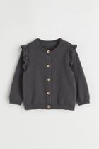 H & M - Flounce-trimmed Cardigan - Gray