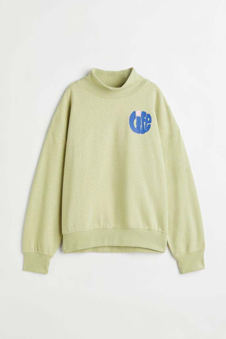 H & M - Oversized Mock-turtleneck Sweatshirt - Yellow