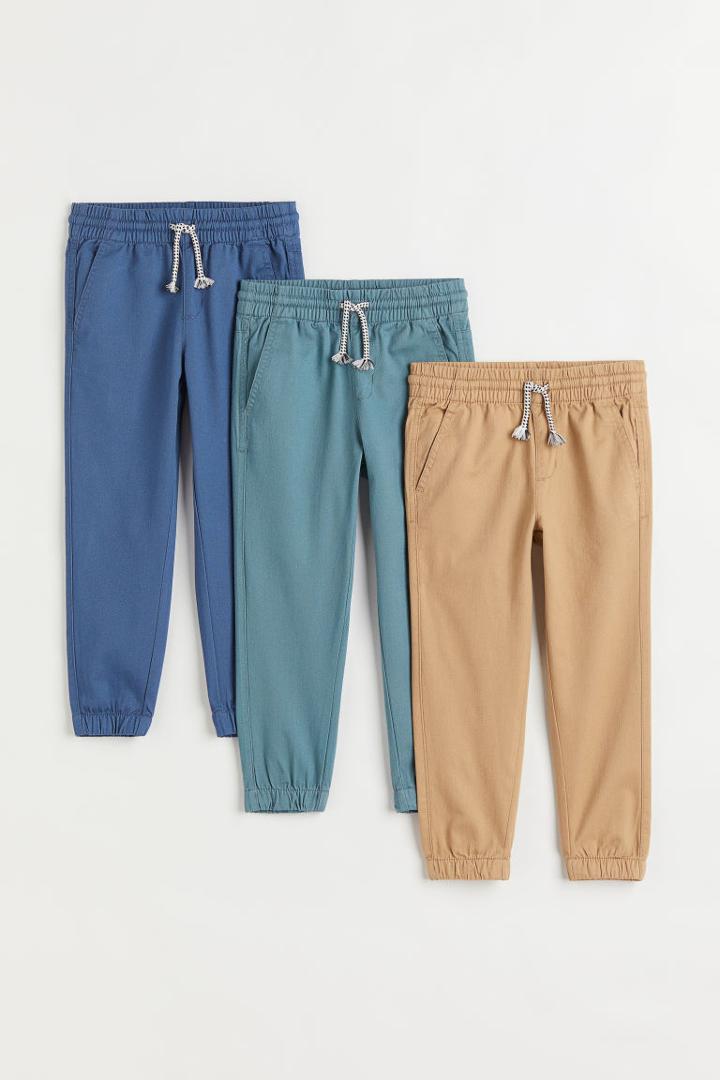 H & M - 3-pack Twill Joggers - Blue