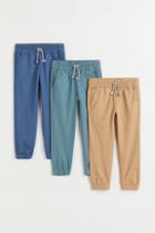 H & M - 3-pack Twill Joggers - Blue
