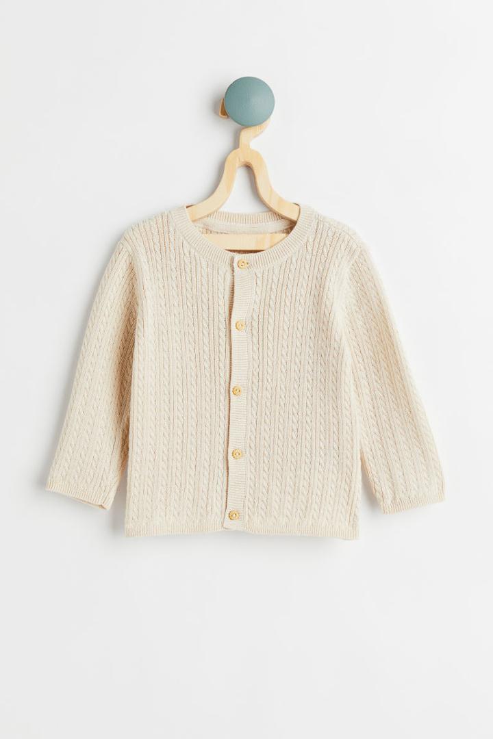 H & M - Cable-knit Cotton Cardigan - Beige