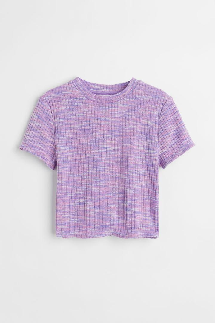 H & M - Ribbed Jersey Top - Purple