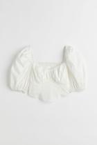 H & M - Puff-sleeved Cotton Blouse - White
