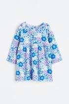 H & M - Ribbed Cotton Jersey Dress - Blue