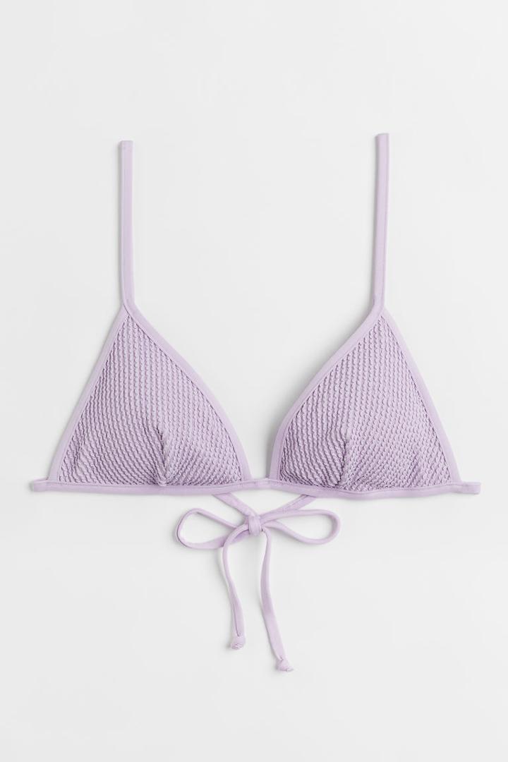 H & M - Ribbed Triangle Bikini Top - Purple