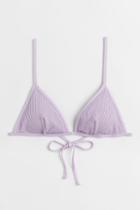 H & M - Ribbed Triangle Bikini Top - Purple