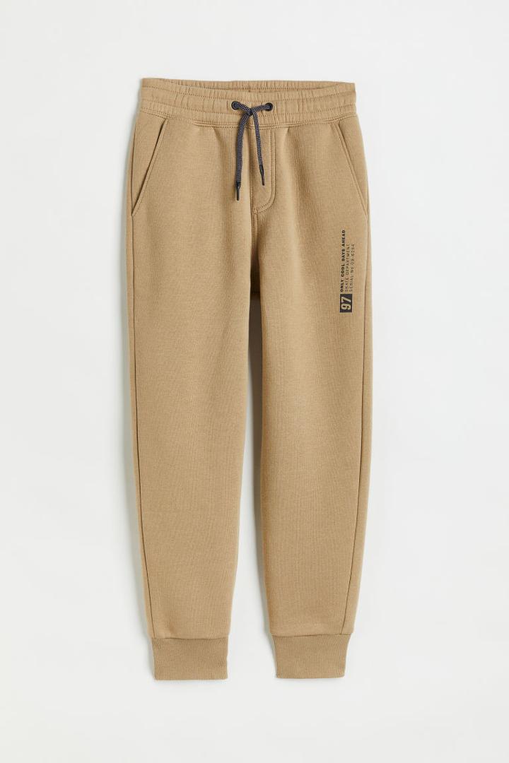 H & M - Printed Joggers - Beige
