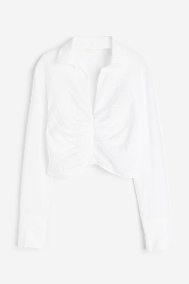 H & M - Blouse With Collar - White