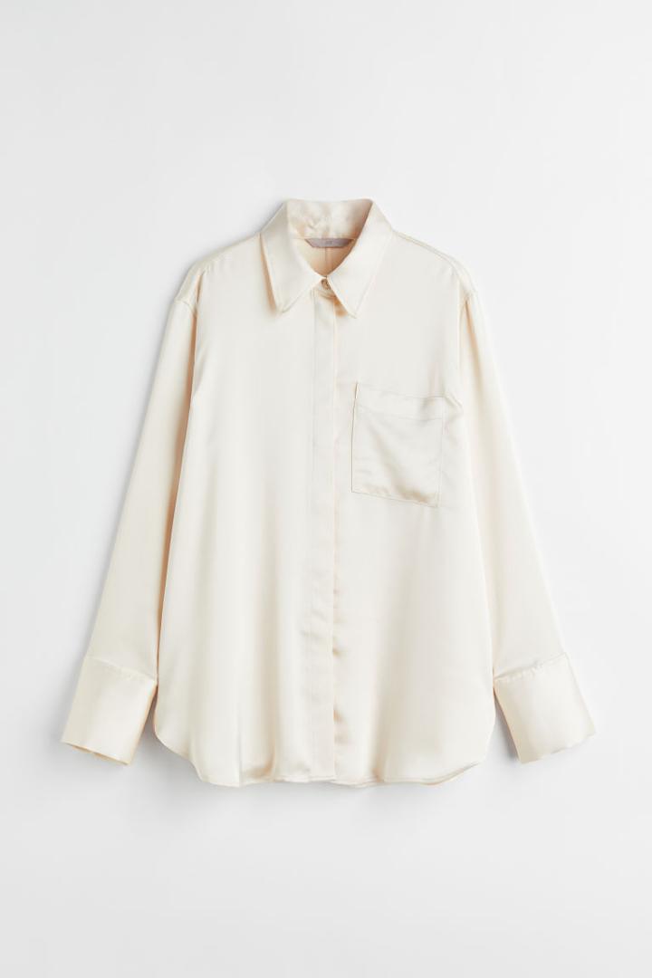 H & M - Shirt With Sheen - Beige