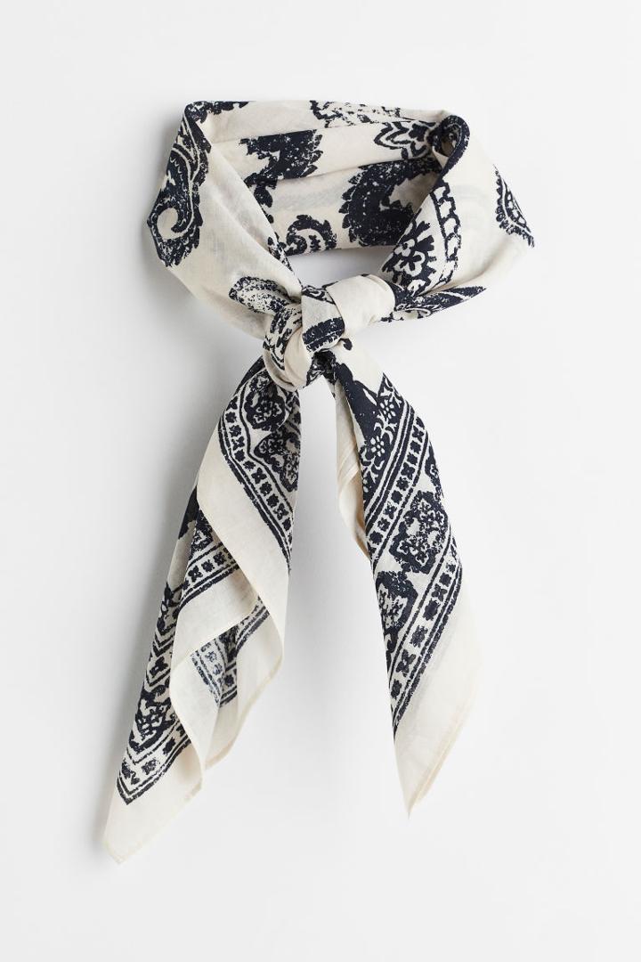 H & M - Patterned Scarf - Beige