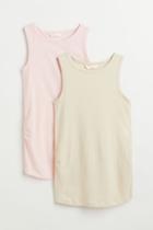 H & M - Mama 2-pack Cotton Tank Tops - Pink