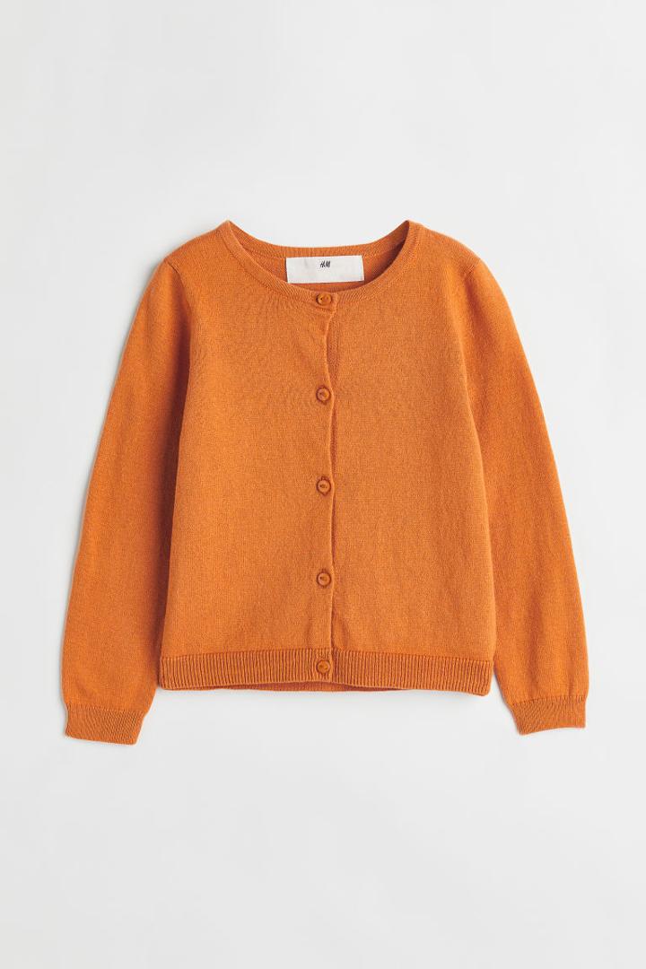 H & M - Fine-knit Cotton Cardigan - Yellow