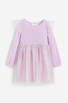 H & M - Chenille And Tulle Dress - Purple