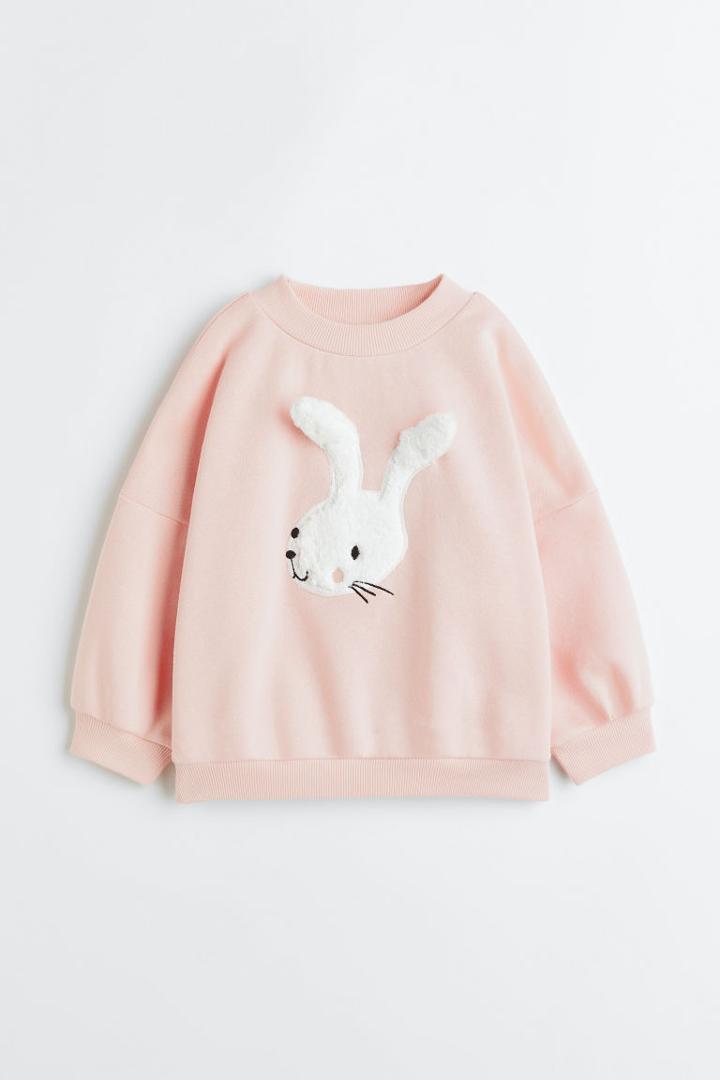 H & M - Appliqud Sweatshirt - Pink
