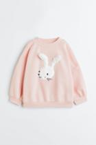 H & M - Appliqud Sweatshirt - Pink