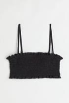 H & M - Smocked Bandeau Bikini Top - Black