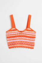 H & M - Crochet-look Crop Top - Orange