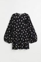 H & M - Short Textured-knit Dress - Black
