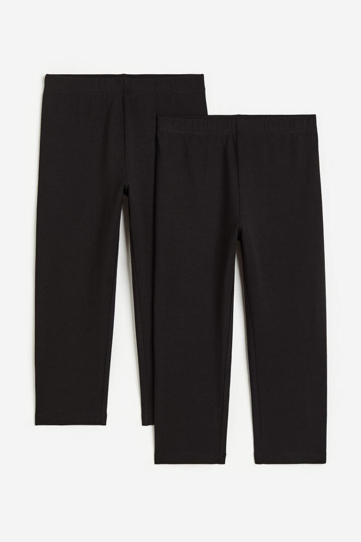 H & M - 2-pack 3/4-length Leggings - Black