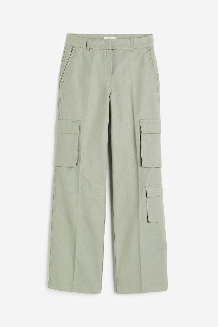 H & M - Straight Cargo Pants - Green