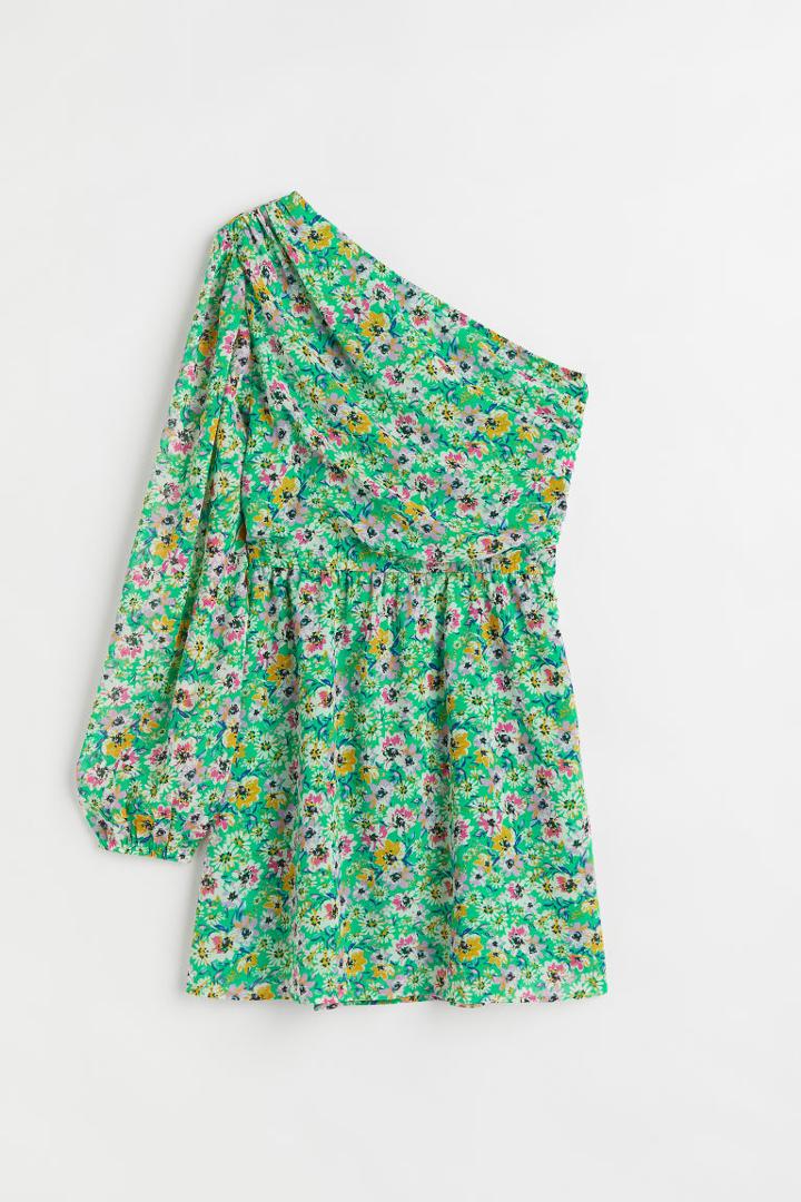 H & M - One-shoulder Dress - Green