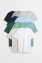 H & M - 10-pack Regular Fit Crew-neck T-shirts - Turquoise