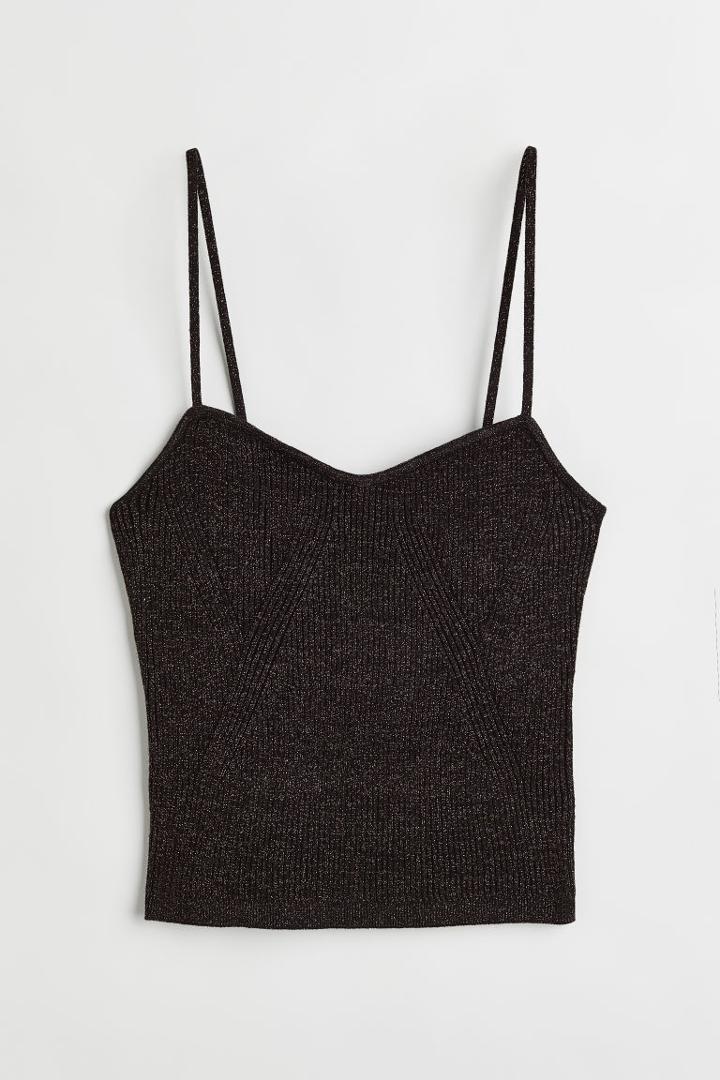 H & M - Glittery Tank Top - Black